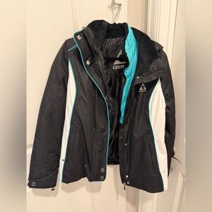 Gerry Weber Women's Black and White Ski Jacket with Teal Accents